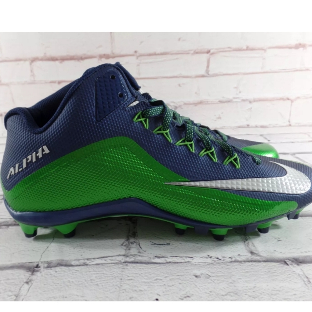🌟EUC🌟 Nike Alpha Pro 2 TD 3/4 Mid Football Cleats  Mens Sz 13 Blue/Green
